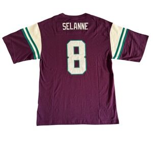 Mitchell & Ness Anaheim Ducks Teemu Selanne #8 Icon Tee Plum Medium NWT $110